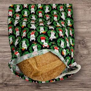 Christmas Llama Baker's Gift Bag, Eco-Friendly Handmade sourdough Bread Keeper